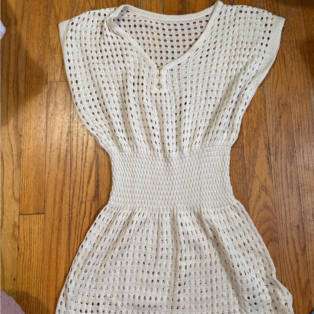 Cupshe Cream Knit Beach Cover-Up